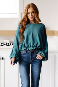 Thumbnail for Winging It Ruffle Detail Top in Teal