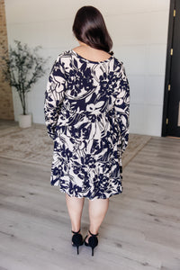 Thumbnail for Worthwhile Moment Floral Tiered Dress in Oatmeal and Navy