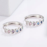 Thumbnail for 925 Sterling Silver Inlaid Zircon Heart Huggie Earrings