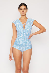 Thumbnail for Marina West Swim Bring Me Flowers V-Neck One Piece Swimsuit In Thistle Blue