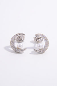 Thumbnail for 925 Sterling Silver Zircon Moon Shape Earrings