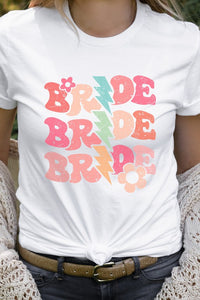 Thumbnail for Bride Floral Lightning Bolts Repeat Graphic Tee