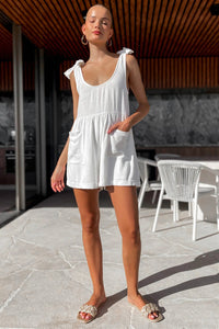 Thumbnail for Full Size Scoop Neck Tie Shoulder Romper