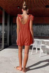 Thumbnail for Full Size Scoop Neck Tie Shoulder Romper