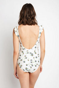 Thumbnail for Marina West Swim Float On Ruffle Faux Wrap One-Piece in Daisy Cream