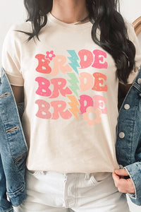 Thumbnail for Bride Floral Lightning Bolts Repeat Graphic Tee