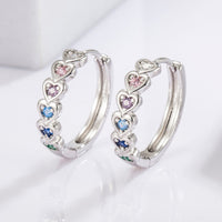 Thumbnail for 925 Sterling Silver Inlaid Zircon Heart Huggie Earrings