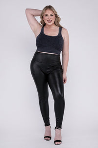 Thumbnail for Plus High Rise Faux Leather Leggings