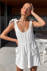 Thumbnail for Full Size Scoop Neck Tie Shoulder Romper