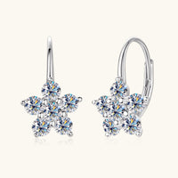 Thumbnail for 1.2 Carat 925 Sterling Silver Moissanite Flower Huggie Earrings