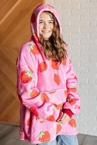 Thumbnail for Kids Oversized Hoodie Blanket in Strawberry