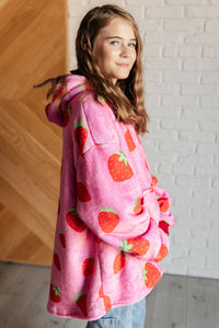 Thumbnail for Kids Oversized Hoodie Blanket in Strawberry