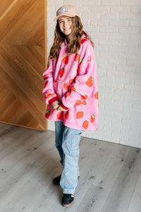 Thumbnail for Kids Oversized Hoodie Blanket in Strawberry