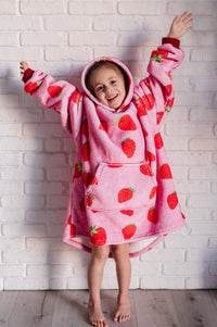 Thumbnail for Kids Oversized Hoodie Blanket in Strawberry