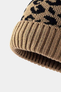 Thumbnail for Leopard Pom-Pom Cuffed Beanie