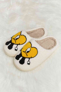 Thumbnail for Melody Love Heart Print Plush Slippers