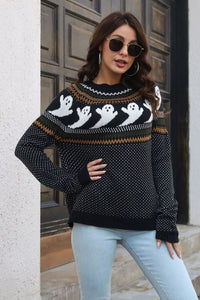 Thumbnail for Ribbed Round Neck Long Sleeve Pullover Sweater