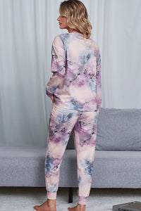 Thumbnail for Tie-Dye Crewneck Top and Drawstring Waist Joggers Lounge Set