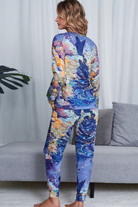 Thumbnail for Tie-Dye Crewneck Top and Drawstring Waist Joggers Lounge Set