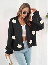 Thumbnail for Floral Open Front Long Sleeve Cardigan