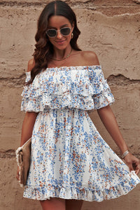 Thumbnail for Floral Off-Shoulder Ruffle Hem Dress