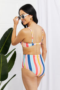 Thumbnail for Marina West Swim Take A Dip Twist High-Rise Bikini in Stripe