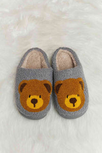 Thumbnail for Melody Teddy Bear Print Plush Slide Slippers