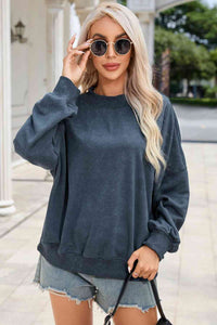 Thumbnail for Round Neck Dropped Shoulder Sweatshirt