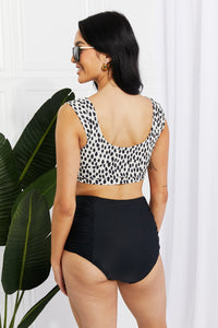 Thumbnail for Marina West Swim Sanibel Crop Swim Top and Ruched Bottoms Set in Black