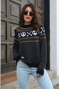 Thumbnail for Ribbed Round Neck Long Sleeve Pullover Sweater