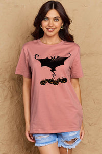 Thumbnail for Simply Love Full Size Bat & Pumpkin Graphic Cotton T-Shirt