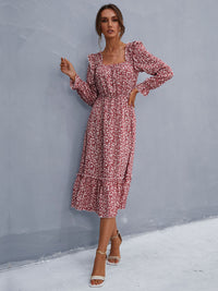 Thumbnail for Ruffled Ditsy Floral Flounce Sleeve Dress