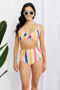 Thumbnail for Marina West Swim Take A Dip Twist High-Rise Bikini in Stripe