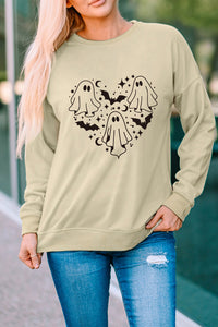 Thumbnail for Round Neck Dropped Shoulder Ghost Graphic Sweatshirt