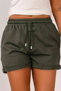 Thumbnail for Drawstring Waist Cuffed Shorts