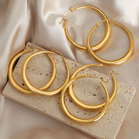 Thumbnail for 18K Gold-Plated Hoop Earrings