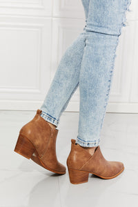 Thumbnail for MMShoes Trust Yourself Embroidered Crossover Cowboy Bootie in Caramel