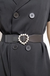 Thumbnail for Pearl Heart Buckle Elastic Belt