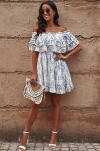 Thumbnail for Floral Off-Shoulder Ruffle Hem Dress