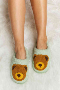 Thumbnail for Melody Teddy Bear Print Plush Slide Slippers