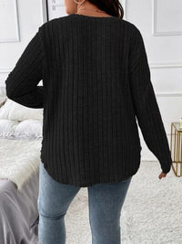 Thumbnail for Plus Size V-Neck Long Sleeve T-Shirt