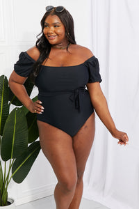 Thumbnail for Marina West Swim Salty Air Puff Sleeve One-Piece in Black