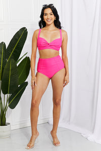 Thumbnail for Marina West Swim Take A Dip Twist High-Rise Bikini in Pink