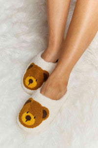 Thumbnail for Melody Teddy Bear Print Plush Slide Slippers