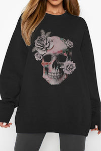 Thumbnail for Simply Love Simply Love Full Size Dropped Shoulder SKULL Graphic Sweatshirt