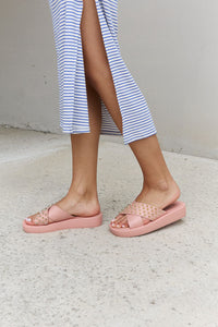 Thumbnail for Forever Link Studded Cross Strap Sandals in Blush