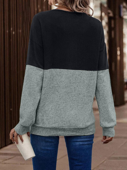 Two-Tone Crisscross Detail Sweatshirt