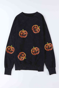 Thumbnail for Pumpkin Print Dropped Shoulder Sweatshirt