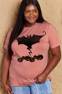 Thumbnail for Simply Love Full Size Bat & Pumpkin Graphic Cotton T-Shirt