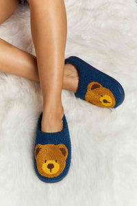 Thumbnail for Melody Teddy Bear Print Plush Slide Slippers